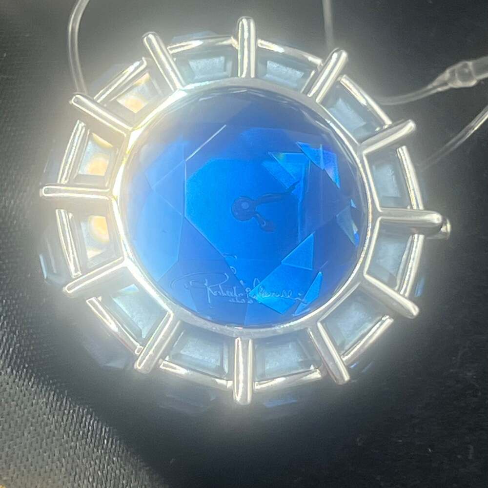 Roberto Cavalli Timewear Blue Crystal Faceted Gemstone Watch Ring with Box and O